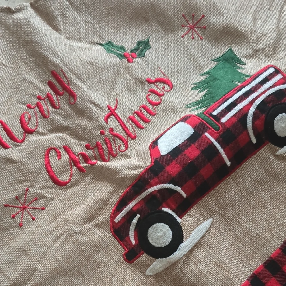 Plaid Red Truck Christmas Tree Skirt